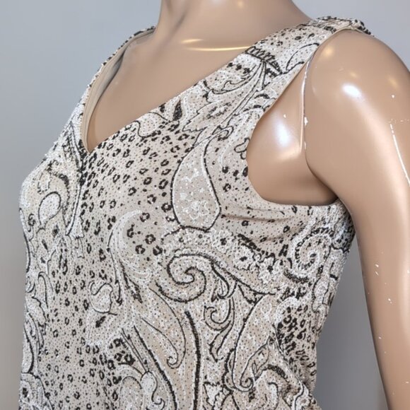💠Xscape By Joanna Chen Formal Sleeveless Top Womens Size Large Embellished Gold - Picture 5 of 9